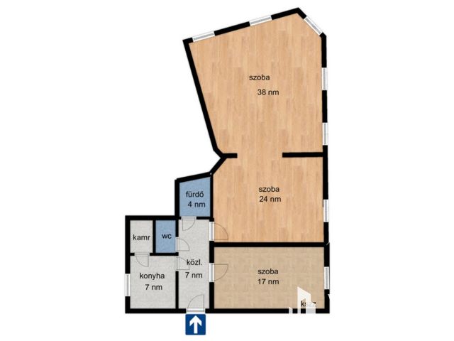 Felújítandó 95 nm-es lakkás.